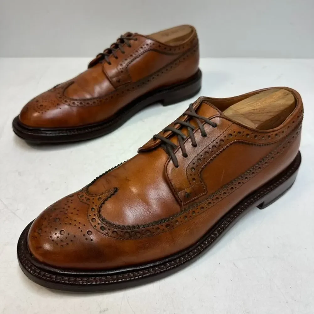 NEW HEELS Grant Stone Longwing Derby Brogue Longwing Chestnut Calf 8.5 D